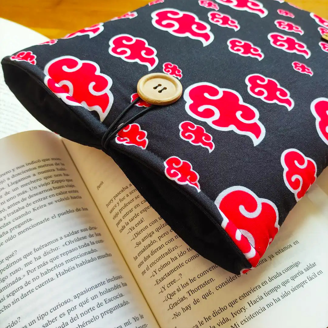 funda de tela otaku para libro y kindle de naruto, akatsuki