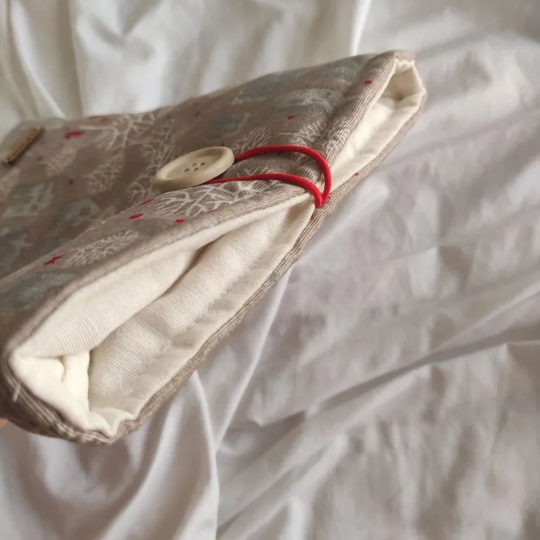 funda para libro de tela acolchada de invierno