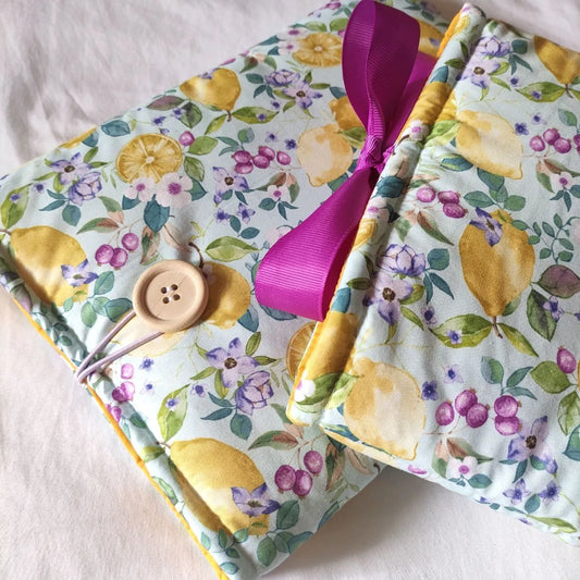 funda para libro con estampado de limones