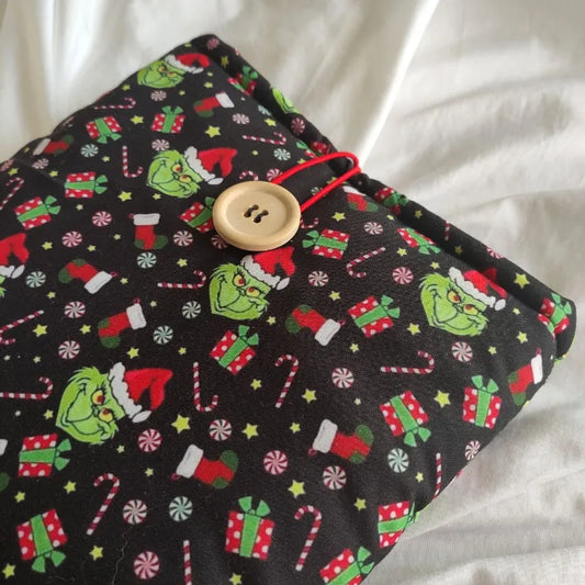 funda acolchada de tela para libro de el grinch navideño