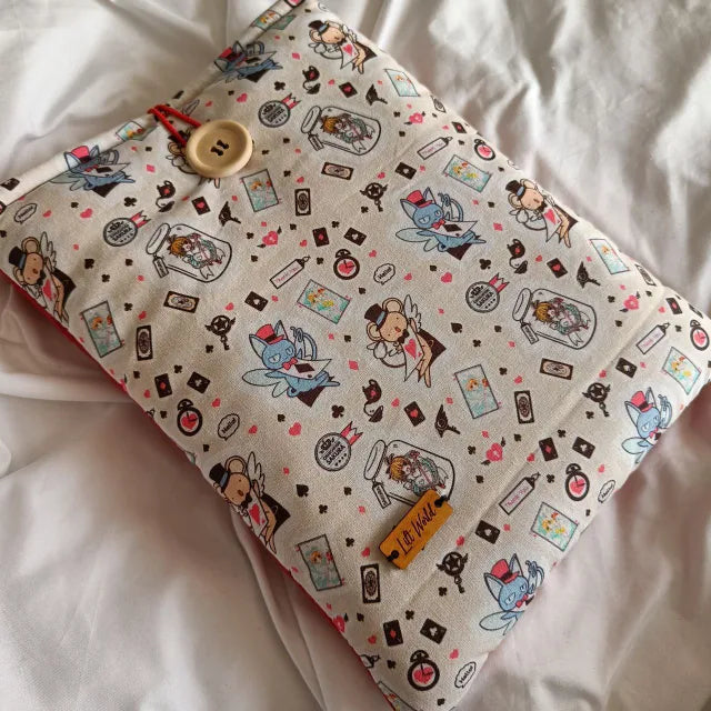 Funda de tela acolchada para libro y Kindle con diseño de Sakura, Cazadora de Cartas.