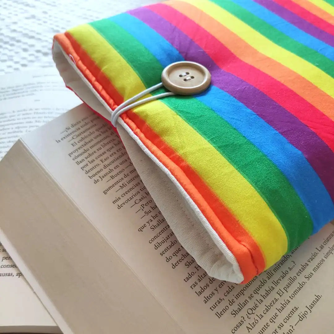 Funda de tela para libros, colores del arcoíris