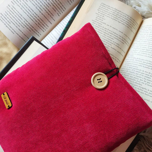 Funda de tela suave con terciopelo rojo para libro