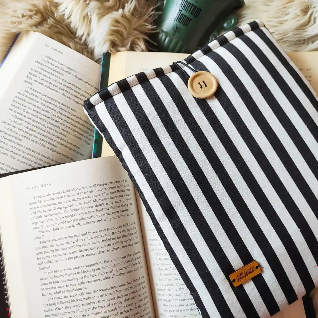 funda de tela para libro estampado de zebra