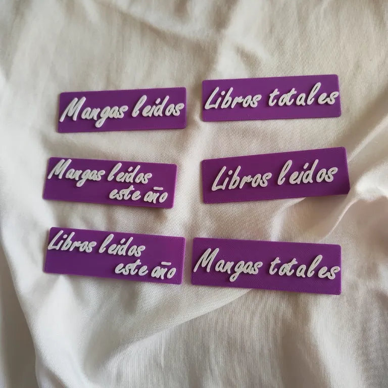 carteles de contador de lecturas y libros en color morado