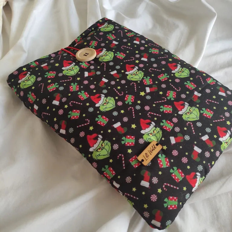 funda de tela acolchada del grinch de navidad