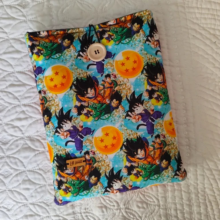 funda para libro y kindle dragon ball con goku y bolas de dragón