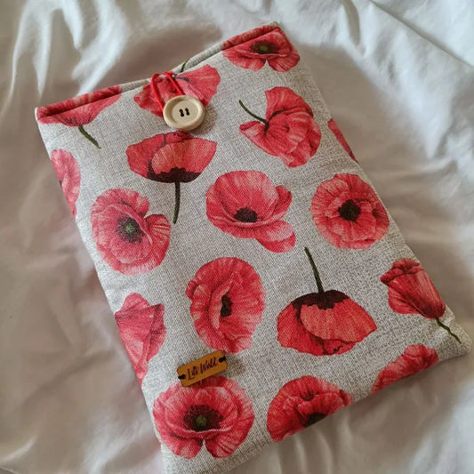 funda para libro y kindle impermeable amapola con diseño de flores rojas