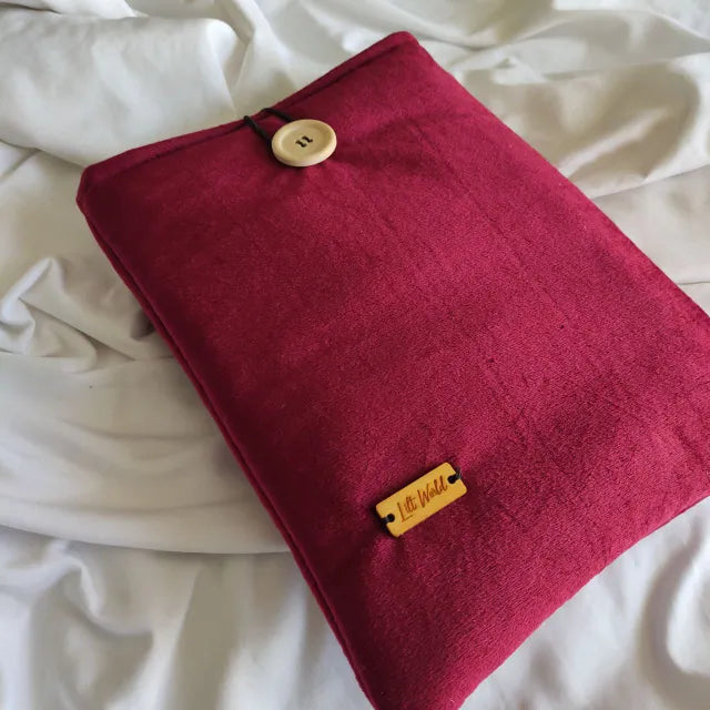 funda de tela de terciopelo rojo para libro y kindle