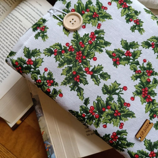 funda para libro navideña con estampado floral