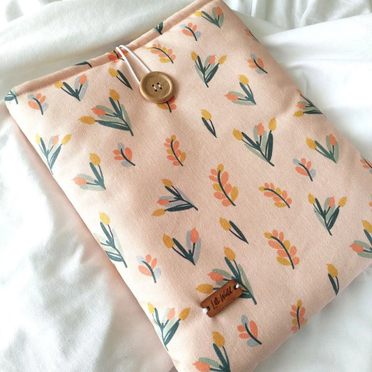 funda para libro de tela impermeable y tulipanes