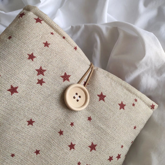 funda para libro con tela de estrellas  y brilli brilli